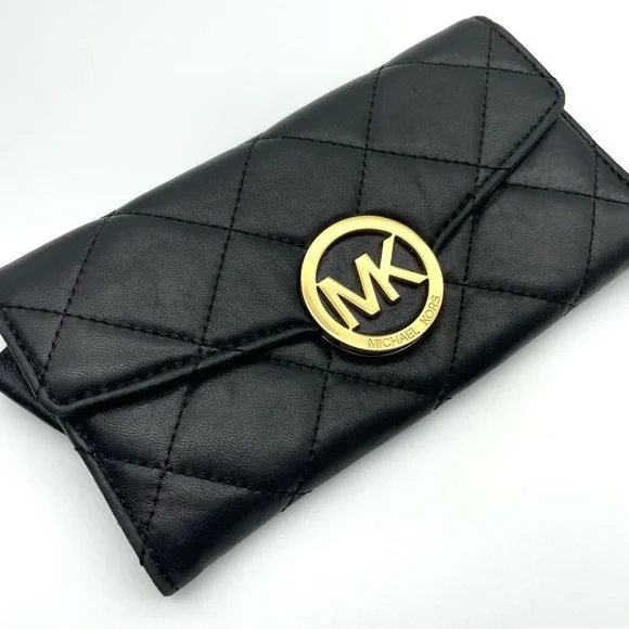 ❌SOLD MICHAEL Michael Kors Fulton Quilted Leather Wallet Black - Picture 2 of 12